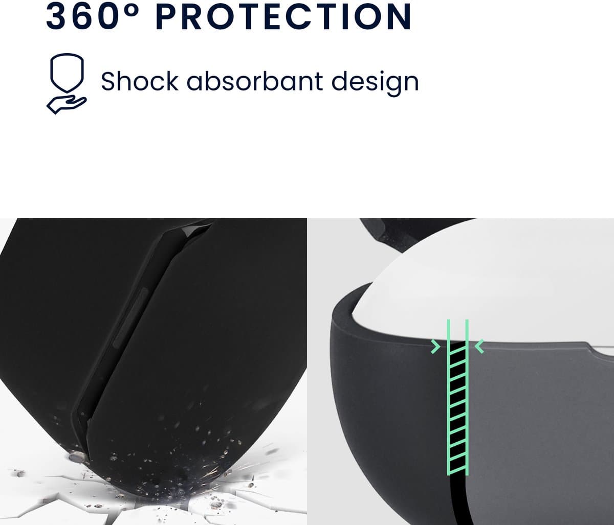 kwmobile cover voor oordopjes case - geschikt voor JBL Endurance Race 2 - Trendy beschermhoes draadloze oordopjes in zwart — afbeelding 1