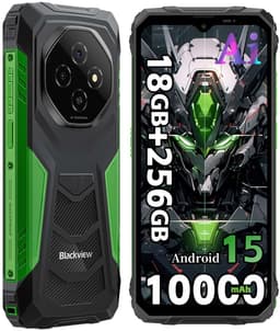 Blackview Robuuste Smartphone - 18 GB RAM - 256 GB ROM - 6,56 inch HD+ IPS - 10000 mAh - Dual SIM 4G - IP68 & IP69K Robuuste telefoon - Android 15 - GPS NFC - Groen — thumbnail 1