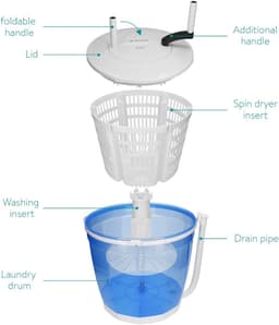 Mini Wasmachine met Centrifuge - Voor Kleine Wasgoed - Meerdere Programma's - huishoudelijk — thumbnail 5