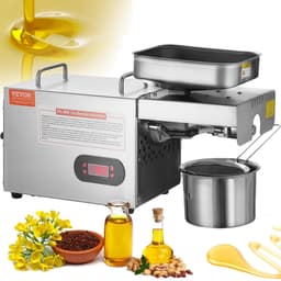 Oliepersmachine Elektrisch - 850W Oliepers - RVS - 0-300 °C Instelbaar - Voor Pinda's, Sesam, Koolzaad & Noten - Hoog Olierendement - Warmpersen - RVS Olieverdrijver - Oliewinningsmachine - Thuisgebruik & Professioneel - Zilver — thumbnail 1