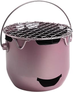 Draagbare houtskoolgrill - 15*12 cm - Mini houtskoolgrill - Draagbare houtskoolgrill voor buiten - Kleine buitengrill - Kleine grill voor buiten koken - Geschikt voor kamperen, barbecueën in de achtertuin, barbecueën in de camper en picknicks - Paars — thumbnail 1