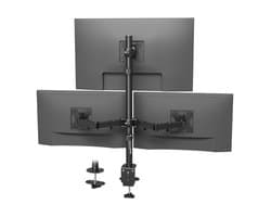 SAVI® Monitor Arm 3 Schermen - Triple Monitor Arm - Monitor Arm 3 Monitoren - 360 Graden Roterend - Zwart - 86cm x 1cm x 1cm