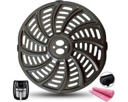 Airfryer Grillplaat - Crisper Tray - Gezond Koken - Roestvrij Staal - 17.78 x 17.78 cm - Zwart