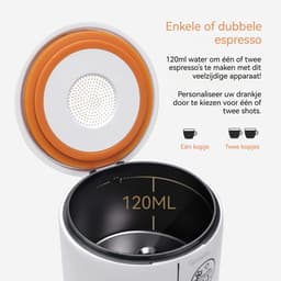 Gloovon® 3-in-1 Draagbare Espressomachine - Nespresso, Dolce Gusto & Koffiepoeder - 17 Bar - USB-C Oplaadbaar - Ideaal voor Auto, Camping & Reizen - Wit — thumbnail 4
