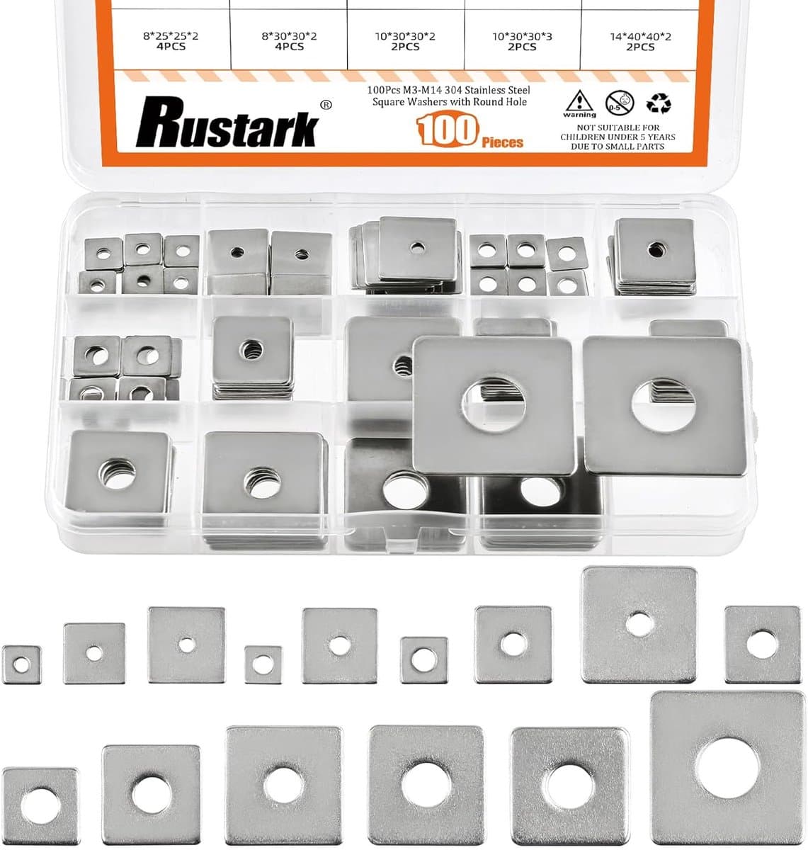 RVS Vierkante Wasmachines - Vierkante Washers met Ronde Gat (Diverse Maten) — afbeelding 1