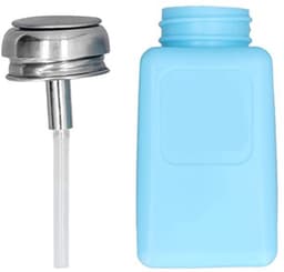 200ml Push Down Alcohol Dispenser Pomp Fles Methanol Container, ESD Veilige Anti Statische Solvent Dispenser met RVS Perskop voor Aceton, IPA Oplosmiddel (Blauw) — thumbnail 5