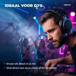 DJ koptelefoon draadloos - Vonyx HDX120WBK - Over ear koptelefoon - Headphones Bluetooth - Zwart — thumbnail 2