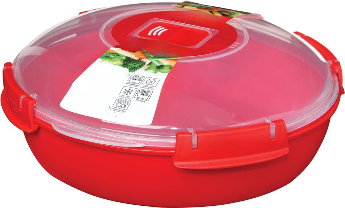 Aurixi® Magnetron Bakjes met Deksel - Magnetron Bakjes - Magnetron Bord met Deksel - Rood - 23cm x 21cm x 8cm — afbeelding 1