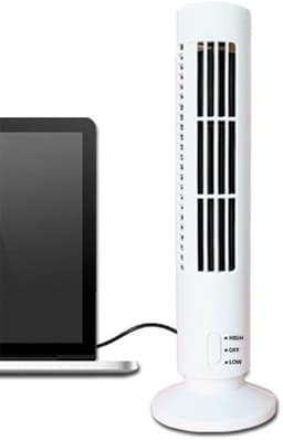 Allecto - USB Tower Fan - Bladeless - Krachtige Wind - Stil - Oplaadbaar - Wit - Bureauventilator - Geschikt voor Thuis en Kantoor - Model met 2 Sn.. — thumbnail 2