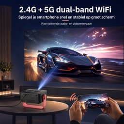 Gloovon® Projector Mini - Full HD 1080P & WiFi - Geschikt voor Home Cinema & Smartphone - HDMI aansluiting - Compact - Zwart/Rood — thumbnail 5