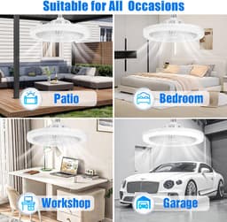 Stille plafondventilator met lamp - Lampfitting met schroefbevestiging - LED-lamp voor plafondventilator - Plafondventilator met lamp en afstandsbediening voor keuken, badkamer, berging, garage — thumbnail 5