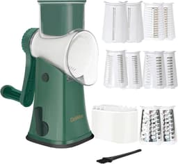 Kaasrasp Groentesnijder - Keukenmachine - Snel Ingrediënten Snijden - 5-in-1 Messensysteem - 19 x 14.5 x 29 cm - Groen — thumbnail 1