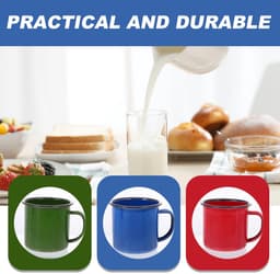 Dailygoods- Geëmailleerde Kopjes Set van 5 - Vintage/Multi-functioneel - Voor Koffie/Thee/Wijn - Hoogwaardig Emaille - Geïsoleerd Handvat - Slijtvast en Corrosiebestendig - Mok — thumbnail 2