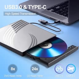 Externe DVD-station - CD Brander - Bestanden Archiveren - USB 3.0 Ultra Slim - 15 x 14 x 1.6 cm — thumbnail 4