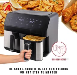 QIN® Dubbele Airfryer - Heteluchtfriteuse - Duo Airfryer - 9 L - Zwart - 35cm x 39cm x 31cm — thumbnail 3