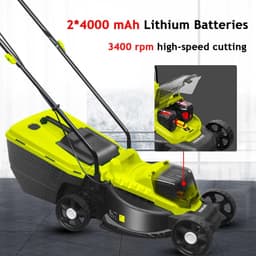 Elektrische Grasmaaier - Accu Grasmaaier - Gazon Onderhoud - Zelfrijdend - 33cm Snijdbreedte - Groen — thumbnail 5
