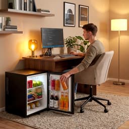 AREBOS 40L Mini koelkast stil compact minibar met slot LED zwart kantoor home — thumbnail 4