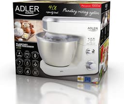 Keukenmachine 4 Liter, 1000W, 6 Snelheden, Planeetbeweging, Roestvrijstaal Kom, Met Accessoires (Kneedhaak, Roerhaak, Garde) - Voor Brood, Pasta, Slagroom — thumbnail 4