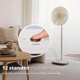 Slimme Ventilator - Staande Waaier - Comfortabele Verkoeling - 12 Snelheden - 90° Zwenkfunctie - Wit — thumbnail 5