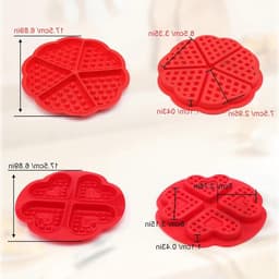 Siliconen Wafelvormen Set voor Airfryer - Hartvormig - 4 en 5 Putjes - Rood - Bakvormen voor Wafels, Muffins en Cake - Creatief Bakken — thumbnail 5