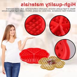 Siliconen Wafelvormen Set voor Airfryer - Hartvormig - 4 en 5 Putjes - Rood - Bakvormen voor Wafels, Muffins en Cake - Creatief Bakken — thumbnail 3