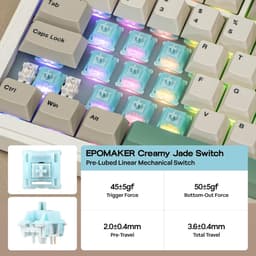 EPOMAKER RT82 Draadloos Mechanisch Gaming Toetsenbord - 75% Layout - Met Afneembaar LCD Scherm (Mini TV) - Gasket Mount - Hot-Swappable - US QWERTY - Retro White — thumbnail 2