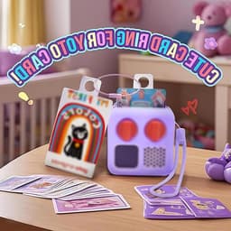 Siliconen hoes voor Yoto Mini met kaarthouder, schouderband en 50 tabs - Paars, beschermend en praktisch voor kinderen — thumbnail 2