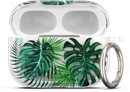 kwmobile Hoes compatibel met Apple Airpods Pro 3 Case - Zachte TPU beschermhoes - Cover in groen / transparant Tropische planten design — thumbnail 1