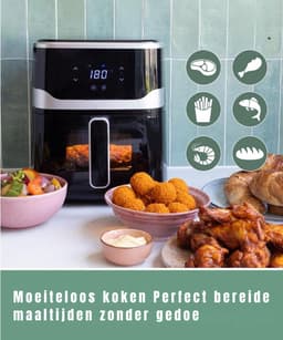 RUX® Mini Airfryer - Kleine Friteuse - Frituese - met Tefloncoating - 2,5L- Zwart - 32cm x 25cm x 31cm; 3 kg — thumbnail 5