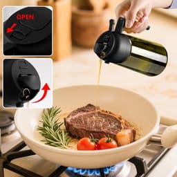 Olijfolie Sprayer - Glas - Olijfolie Fles Verstuiver voor Keuken - Oliefles - Olie Pomp Bakspray - Handmatig spuiten of gieten - Buiten bereik van licht bewaren - voor airfryer, koken, salade en BBQ-470 ML - zwart — thumbnail 5