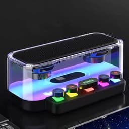 OLOEY Bluetooth-luidspreker Stereo-surroundgeluid - met RGB-atmosfeerlicht en mechanische toetsen - waterdicht draagbaar geluid van de lPX5-klasse - geschikt voor mobiele telefoons, tablets en computers — thumbnail 1
