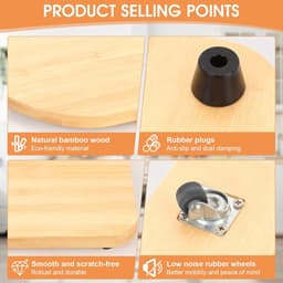 Keukenmachine Plank - Rolplank Bamboe - Apparaat Verplaatsen - Lift en Rol Systeem - 40 x 28 cm - Bamboe — thumbnail 2
