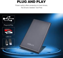 Externe Harde Schijf - Draagbare Opslag - Data Back-up - Compact Ontwerp - 500GB Capaciteit - Zwart — thumbnail 2