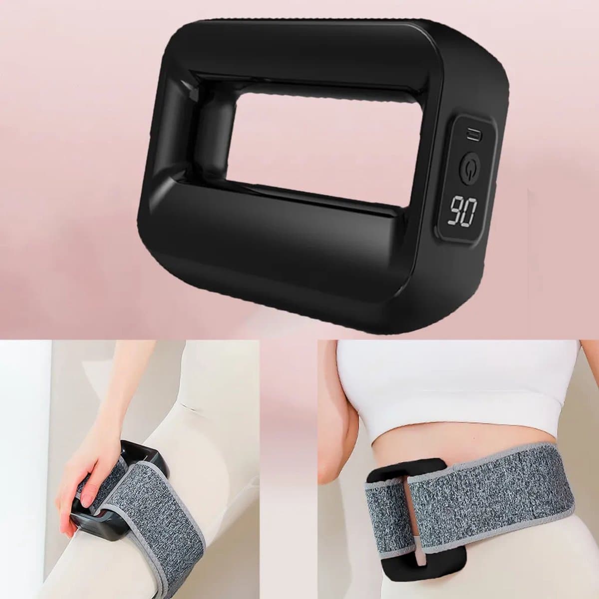 Massagepistool met 6 intensiteitsniveaus, 3 ritmemodi, handmassageapparaat, elektrisch massagepistool met heupband, oplaadbaar. — afbeelding 1