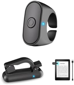 KZQ E-reader-pagina-omdraaier — Draadloze pagina-omdraaier — Afstandsbediening voor camera/camcorder — Compatibel met iPad, tablets en mobiele telefoons — Zwart — thumbnail 1