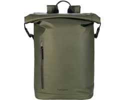 Tucano Rollo Rugzak 15 – Geschikt voor 15,6 Laptops en 16 MacBooks – Ruim Compartiment met Roll-Top Sluiting – Gemaakt van Gerecycled, Waterbestendig Weefsel - Groen