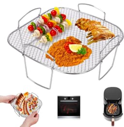 Accessoires voor heteluchtfriteuses, multifunctioneel rooster, multifunctionele houder voor heteluchtfriteuses, van roestvrij staal, rooster voor heteluchtfriteuses, geschikt voor de meeste heteluchtfriteuses — thumbnail 1