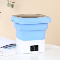 Draagbare wasmachine - Mini wasmachine met centrifuge - 6L - Ideaal voor camping en reizen - Blauw/Wit — thumbnail 3