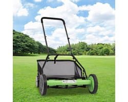 Handgrasmaaier - Duwmaaier - Gazon Onderhouden - Stille Werking - 50 cm Maaibreedte - Groen