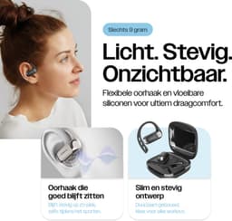 REBØNE® AERO Sport Oortjes - Oordopjes Draadloos - Bone Conduction Headphone - Open ear - Earbuds Wireless - Draadloze Koptelefoons - Bluetooth Koptelefoon - USB C - Waterdicht - Zwart / Zilver — thumbnail 4