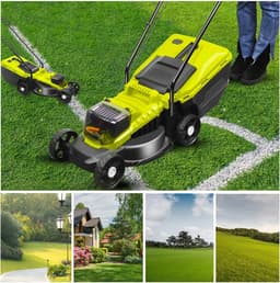 Accu Grasmaaier - Elektrische Grasmaaier - Gazon Onderhoud - Borstelloze Motor - 35L Opvangbak - Groen Zwart — thumbnail 4