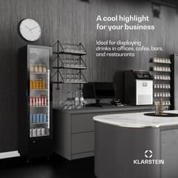 Klarstein Drankkoeler GrandCooler commerciële koelkast 220 L – met LED-verlichting (wit/blauw), instelbare temperatuur 0–10 °C, 4 planken - Drankenkoelkast - voor Bar - Thermostaat - Drankkoelkast - Drankenkoeler - Beverage Cooler — thumbnail 3
