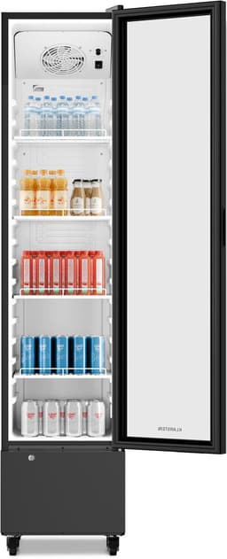 Klarstein Drankkoeler GrandCooler commerciële koelkast 220 L – met LED-verlichting (wit/blauw), instelbare temperatuur 0–10 °C, 4 planken - Drankenkoelkast - voor Bar - Thermostaat - Drankkoelkast - Drankenkoeler - Beverage Cooler — thumbnail 1
