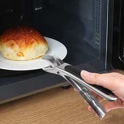 Sander Shop 2 Stuks Airfryer-Tang, Antislip Schoteltang Hete Ladegrijper met Siliconen Borstel, Anti- Scald Plate Gripper Roestvrij Staal, Hittebestendige Multifunctionele Kom Houder Clip voor Schotel Pannen — thumbnail 3