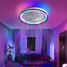 Re-purelife® Koel Zomer Collectie compacte plafondventilator voor slaapkamer, werkkamer of compacte woonkamer | ventilator met ABS | afstandsbediening, 6 snelheden en winterstand | 18W LED | rustige moderne uitstraling wit 48 × 48 × 13 cm — thumbnail 1