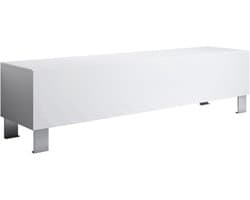 TV Meubel - TV Kast Woonkamer - Media Opslag - Glanzende Afwerking - 160x42x40 cm - Wit