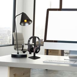 Hoofdtelefoonhouder van aluminiumlegering - Gaming hoofdtelefoonstandaard - Afneembare hoofdtelefoonhouder - Hoofdtelefoonstandaard - Opbergruimte - Gemakkelijk toegankelijk - Geschikt voor thuis, gamecentra, enz. - Zwart — thumbnail 3