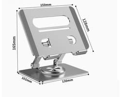WK Aluminium’s Tablet Standaard - Ipad Houder - 360 garden rotatie Tablet Telefoon Houder- Siliconen anti slip - stabiel en duurzaam- 4.7-12 Inch Ipad & Tablet & Telefoon- 15*13cm - Zilver