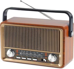 Retro radio met Bluetooth, nostalgische kofferradio, klein, met AM/FM/SW3, USB/TF/AUX, oplaadbaar, keukenradio, vintage radio voor keuken, kantoor, outdoor — thumbnail 1