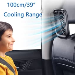 Dailygoody - Draagbare Auto-Achterbankventilator - USB Koelventilator - Opvouwbaar en Stil - Ventilatie - 3 Snelheden - Geschikt voor Thuis en Buiten — thumbnail 3